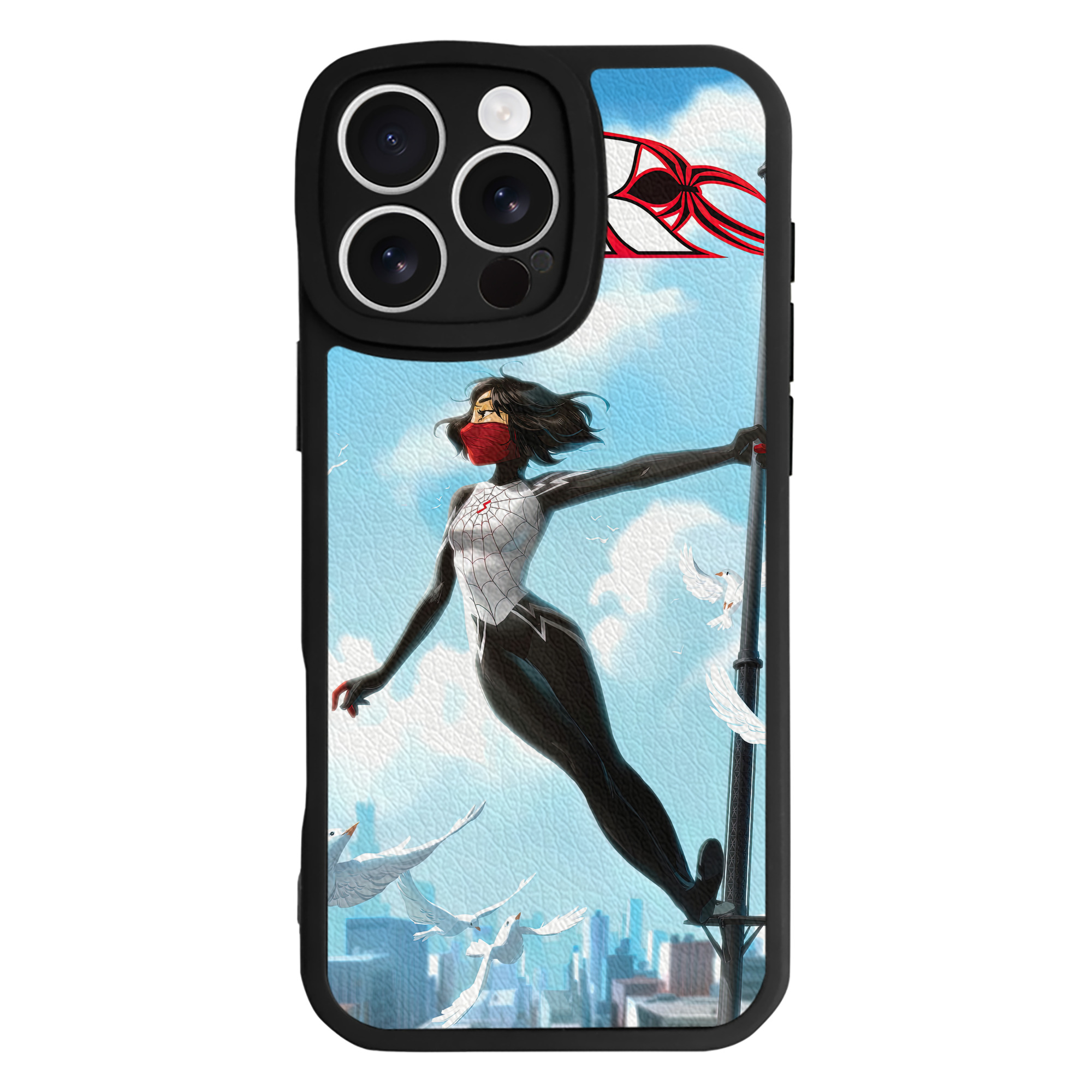 （画像用） Spider Man スパイダーマン 【iPhone 16シリーズ対応】シリコンスマホケース（レザー調） 材質：シリコン